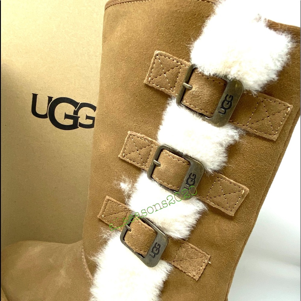 UGG Klea Che Women’s Boot Tan Suede Fur - Picture 4 of 11